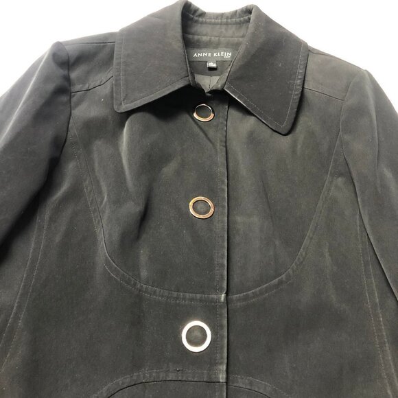 𝅺anne Klein Black Water Resistant Jacket Coat Large - Picture 4 of 16